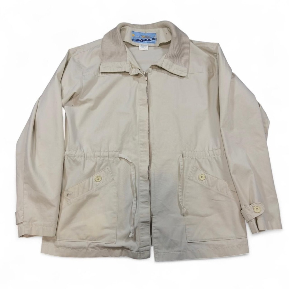 Vintage Windy Weather Utility Jacket Womens‎ 14 Cream Beige Made in Japan Zip Up